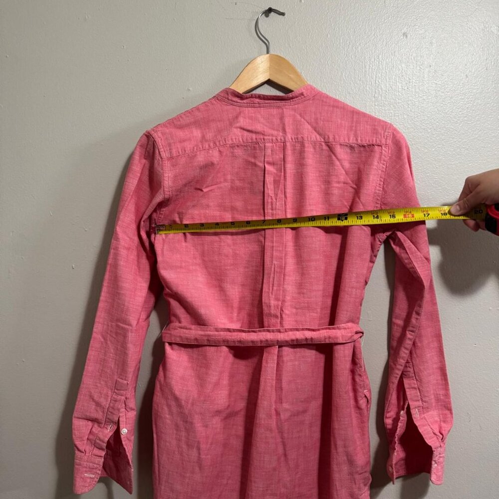 Gap WomensDress XS Shirt Button Up Long Sleeve Coral Red Chambray Relaxed Cotton - Picture 6 of 13